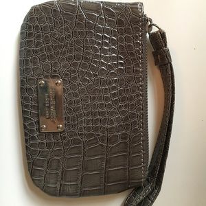 Nine West faux alligator wristlet